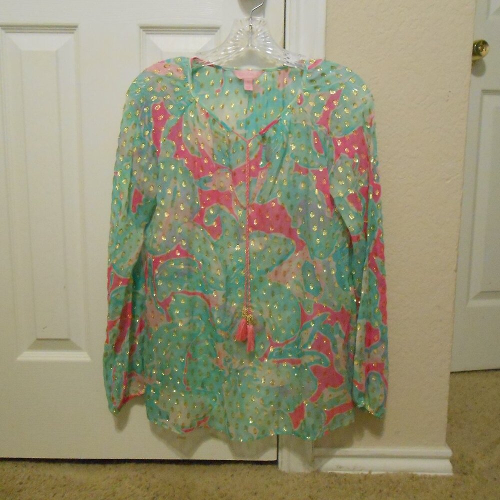 Lilly Pulitzer Silk Chiffon Rilla Long Sleeve Top